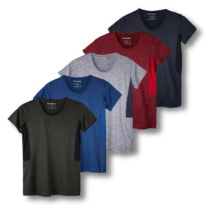 5-Pack: Girls’s Brief-Sleeve Athletic Crew Neck T-Shirts with Dry Match Tech Stretch (Plus Sizes Accessible)