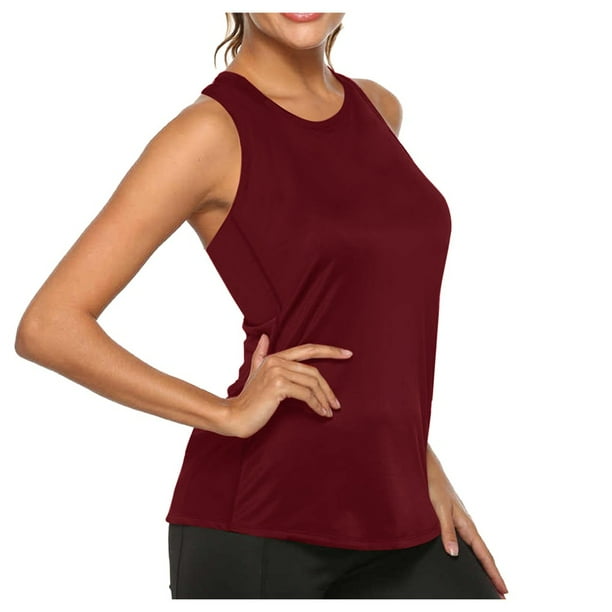 Ladies's Athletic Racerback Tank Tops - Pleated Yoga and Exercise Shirts